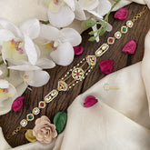 Vriksham Designer Floral Kundan Jadau Sheeshphool-Red Green & White-J2819